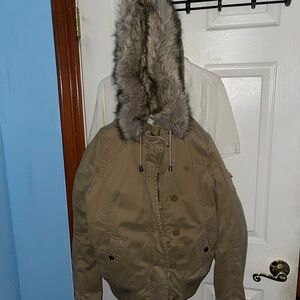Abercrombie & Fitch Brown Fur Hooded Jacket
